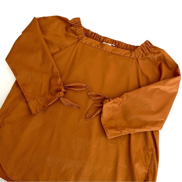 niko and… Deep Orange Tie-Sleeve Square Neck Blouse - Picture 3 of 14